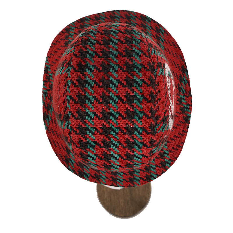 sz M NEW $790 GUCCI Red & Green WOOL HOUNDSTOOTH Large GG