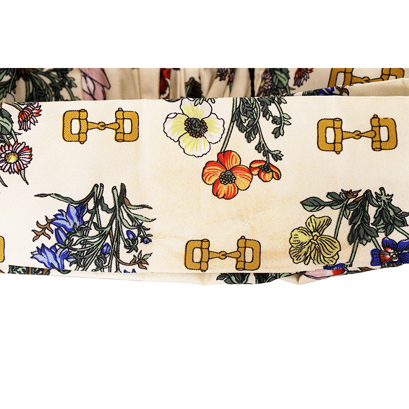M NEW $450 GUCCI Ivory Equestrian HORSEBIT & FLORAL Silk  display picture 1