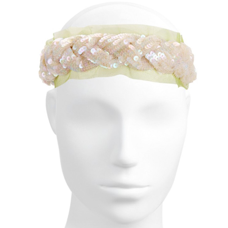Authentic Gucci Sequin Knotted Headband NEW $750 GUCCI Ivory White IRIDESCENT SEQUIN Punzil  main image 4
