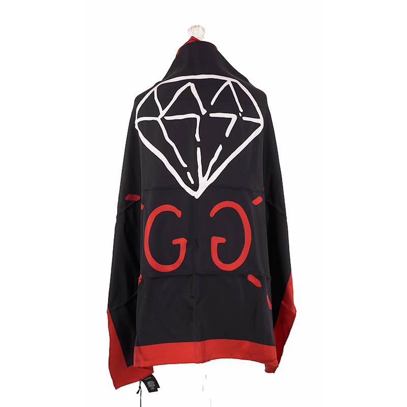 NEW $495 GUCCI Black & Red GG GUCCI GHOST Diamond Print Square