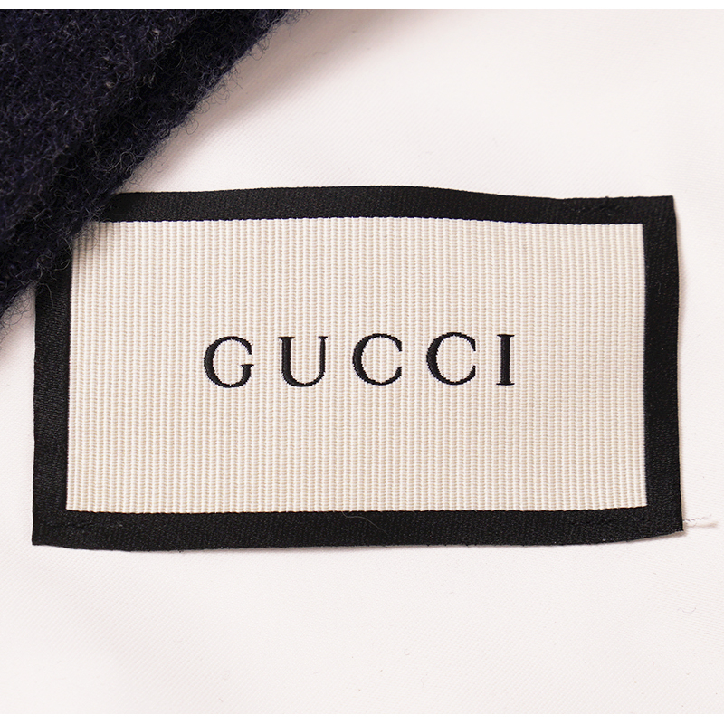 sz S NEW $195 GUCCI Men's Wool Grey Blue Pattern INTERLOCKING LOGO