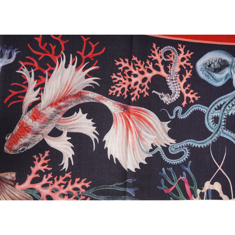 NEW $590 ALEXANDER MCQUEEN Navy UNDERWATER LOGO KIO FISH 100% Wool