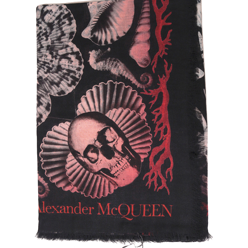 NEW $490 ALEXANDER MCQUEEN Black DREAM SHELL SKULL Ocean Modal