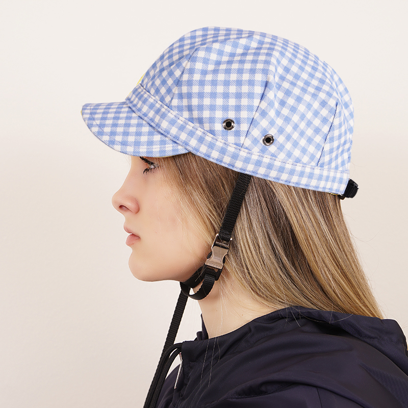 XS NEW $590 PRADA Woman's RUNWAY Print Blue Gingham Cotton Chin
