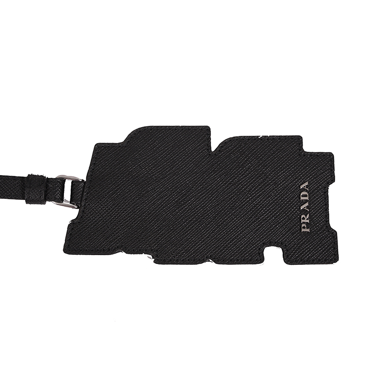 NEW $495 PRADA Preppy LOGO Gray Black SAFFIANO LEATHER Trick