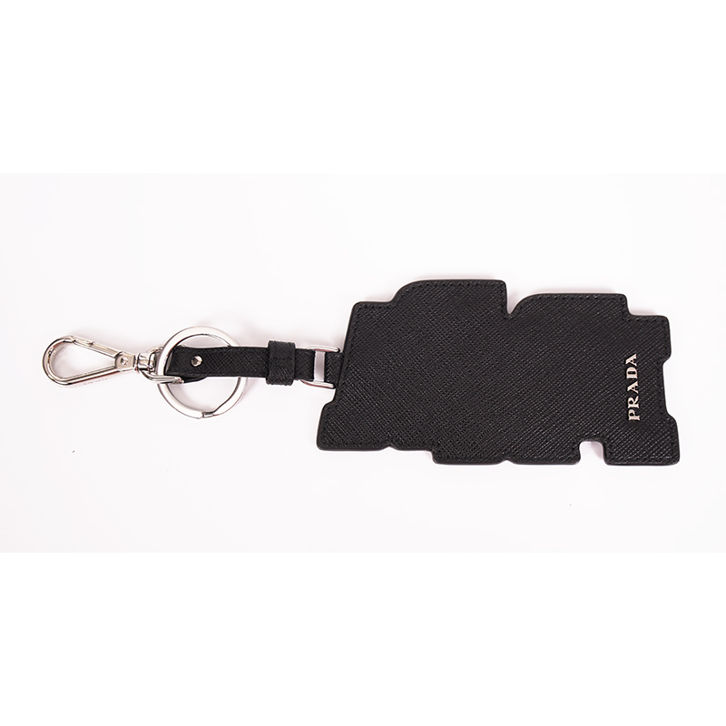 NEW $495 PRADA Preppy LOGO SAFFIANO LEATHER Trick KEY CHAIN RING