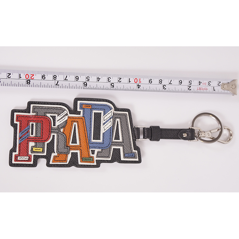 NEW $495 PRADA Preppy LOGO SAFFIANO LEATHER Trick KEY CHAIN RING