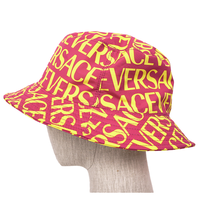 59 L NEW $475 VERSACE Pink YELLOW ALLOVER LOGO Signature  display picture 2