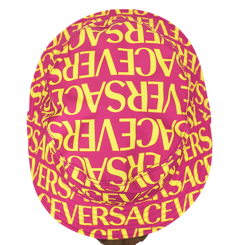 57 S NEW $475 VERSACE Pink YELLOW ALLOVER LOGO Signature  display picture 1