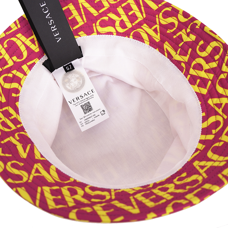 Versace Pink and Yellow Tropical Print Hat Versace | Accessories | Versace Pink And Yellow Tropical  main image 4