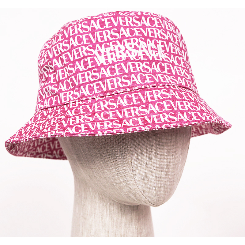 57 M NEW $475 VERSACE Pink Cotton ALLOVER LOGO Signature Print