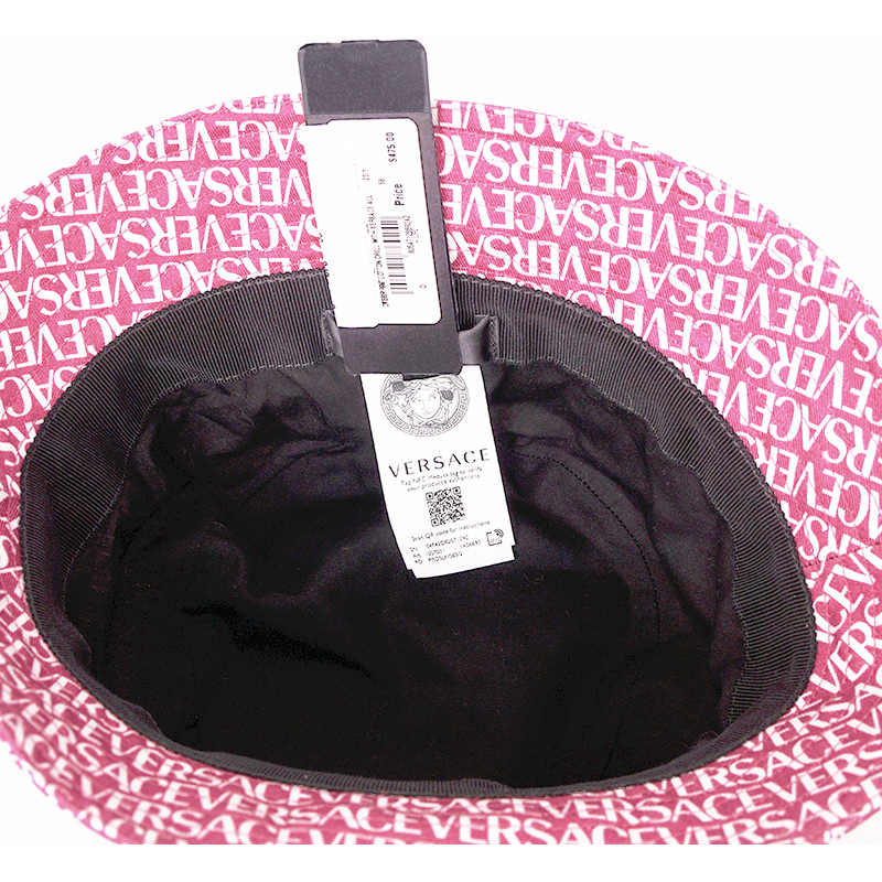 57 M NEW $475 VERSACE Pink Cotton ALLOVER LOGO Signature Print
