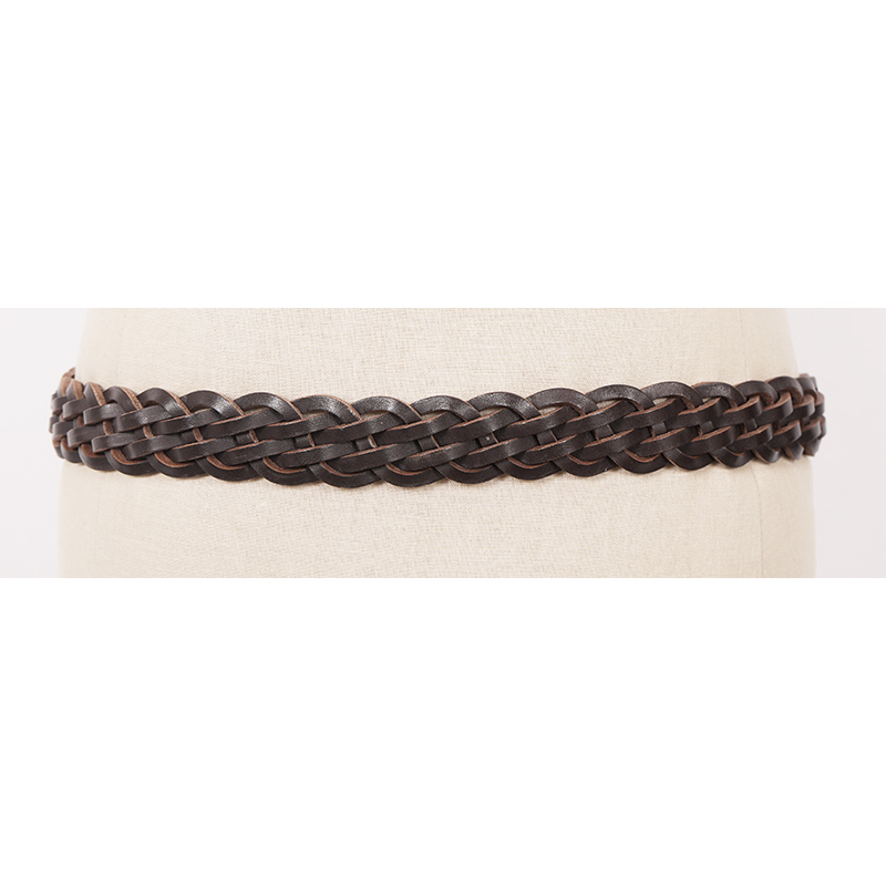 Burberry, Brown Braided Belt W/Gold hardware, 40/100 40/100 NEW $410 BURBERRY Brown BRAIDED LEATHER Brass Buckle  main image 2