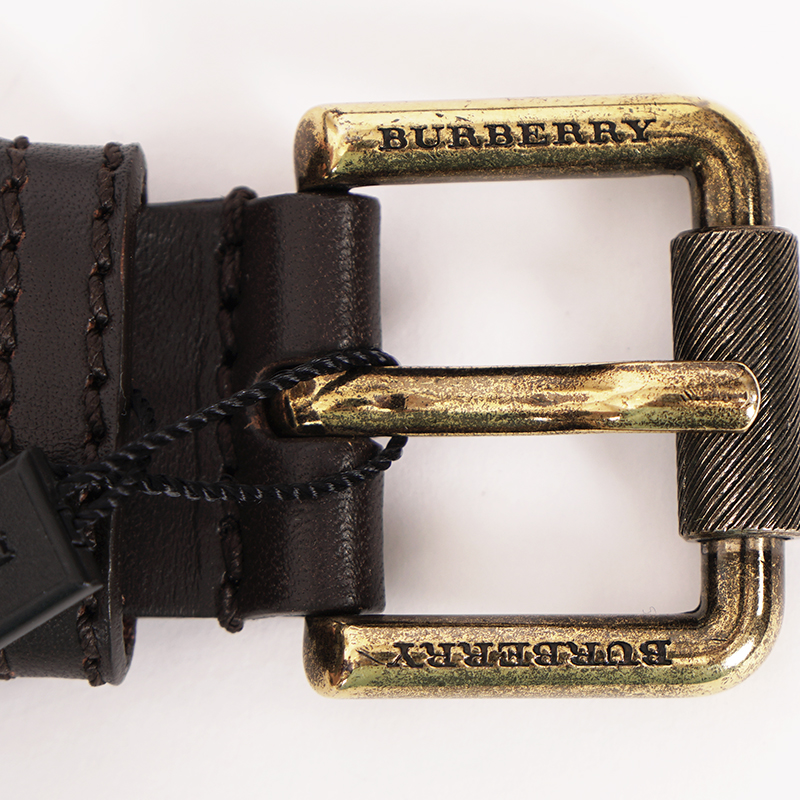 40/100 NEW $410 BURBERRY Brown BRAIDED LEATHER Brass Buckle  display picture 3