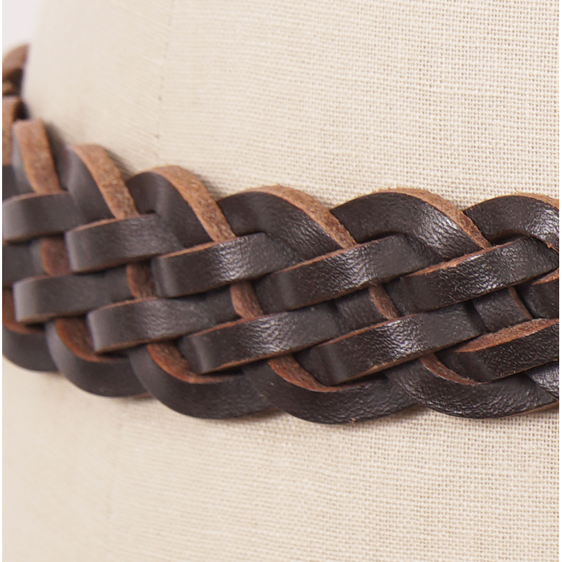40/100 NEW $410 BURBERRY Brown BRAIDED LEATHER Brass Buckle 