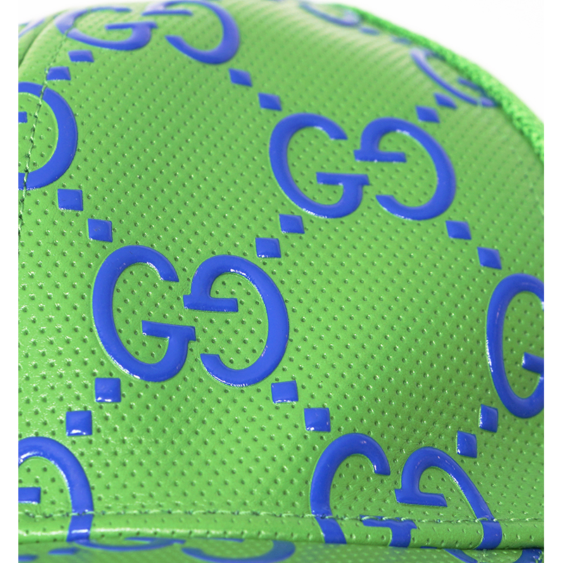 M NEW $600 GUCCI Green Perforated Leather GG LOGO Monogram  display picture 1
