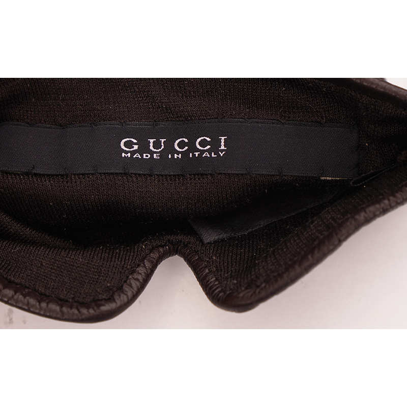 8.5 NEW $730 GUCCI Brown NAPPA LEATHER & Suede 1973 GG LOGO