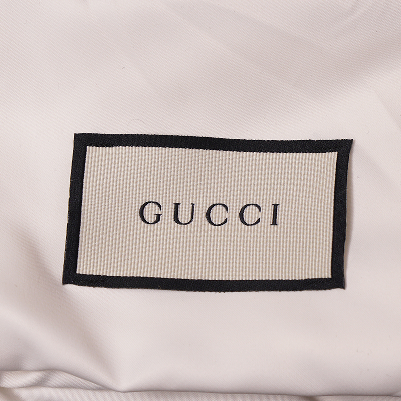 M NEW $290 GUCCI Woman's Gray w/ PINK GG Logo Lame' Cotton Calf