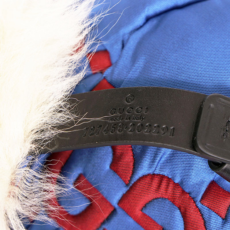 Gucci Flight Cap Blue Red sz S NEW $1,550 GUCCI Blue Quilted Red GG Nylon & SHEARLING  main image 4