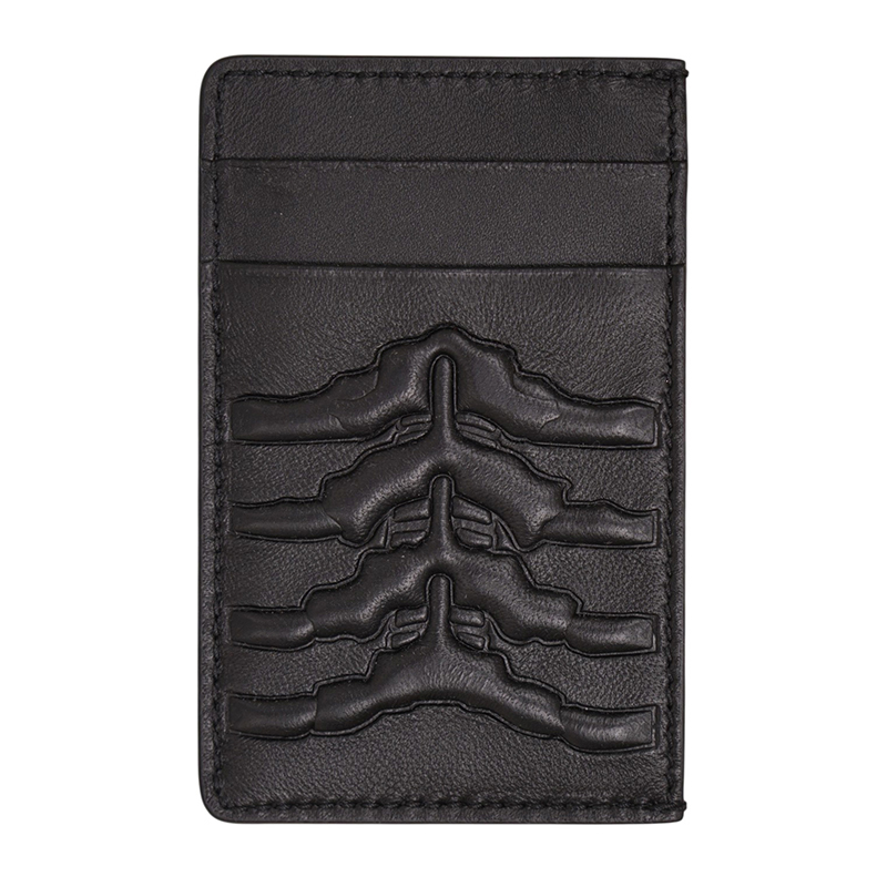 NEW ALEXANDER MCQUEEN Black RIB CAGE Embossed Leather GOTHIC CARD