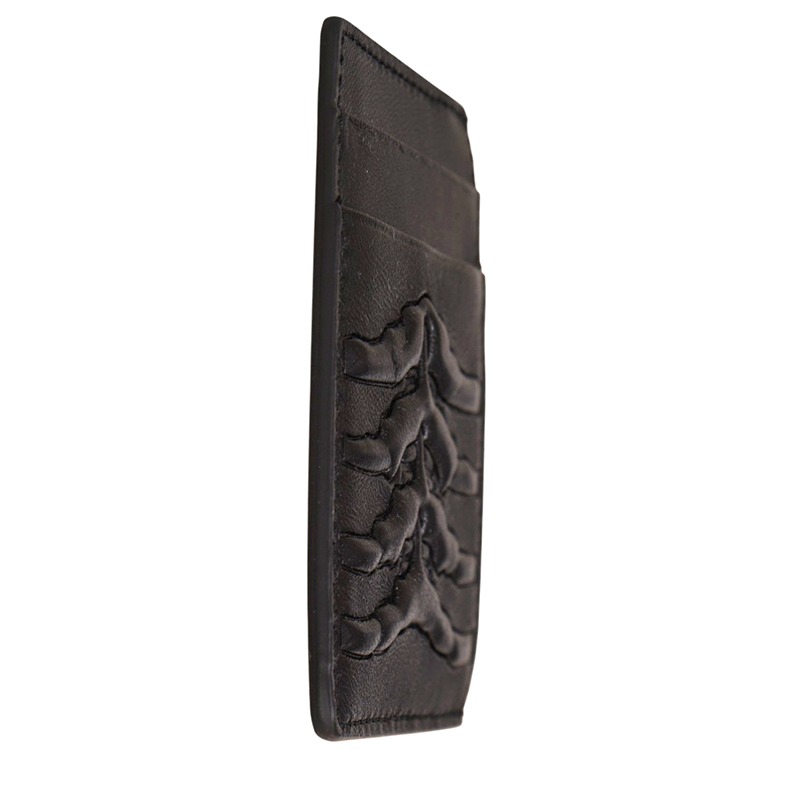 NEW ALEXANDER MCQUEEN Black RIB CAGE Embossed Leather GOTHIC CARD