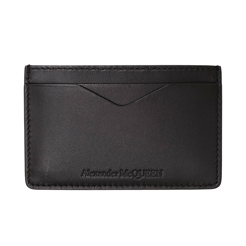 NEW ALEXANDER MCQUEEN Black RIB CAGE Embossed Leather GOTHIC CARD