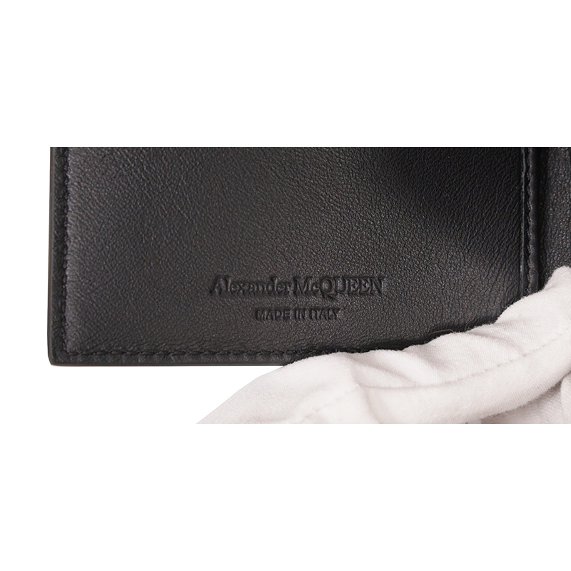 NEW ALEXANDER MCQUEEN Mens Black Leather RIB CAGE Gothic Bi-Fold