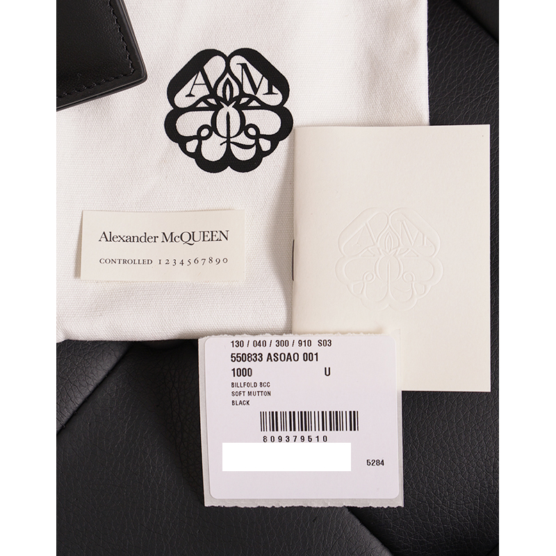 NEW ALEXANDER MCQUEEN Mens Black Leather RIB CAGE Gothic Bi-Fold