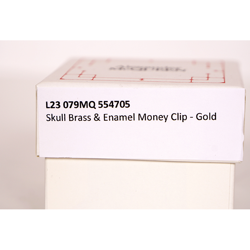 NEW $130 ALEXANDER MCQUEEN Shiny Gold Tone Brass SKULL MONEY