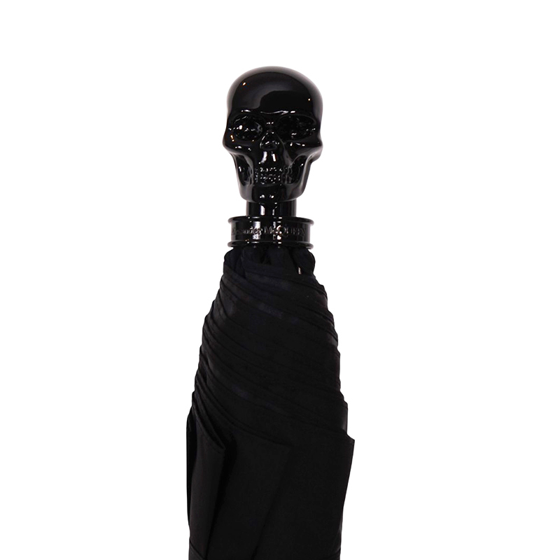 NEW $550 ALEXANDER MCQUEEN Black Glossy SKULL-HANDLE Compact