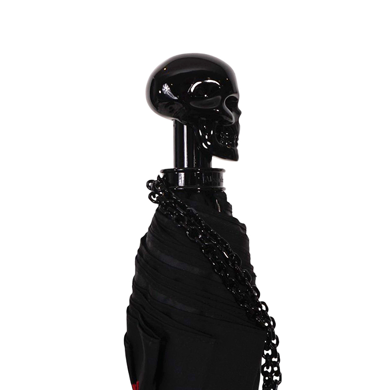 NEW $550 ALEXANDER MCQUEEN Black Glossy SKULL-HANDLE Compact