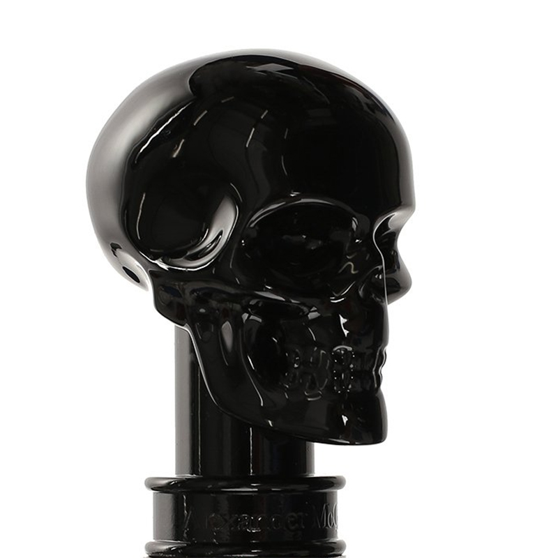 NEW $550 ALEXANDER MCQUEEN Black Glossy SKULL-HANDLE Compact
