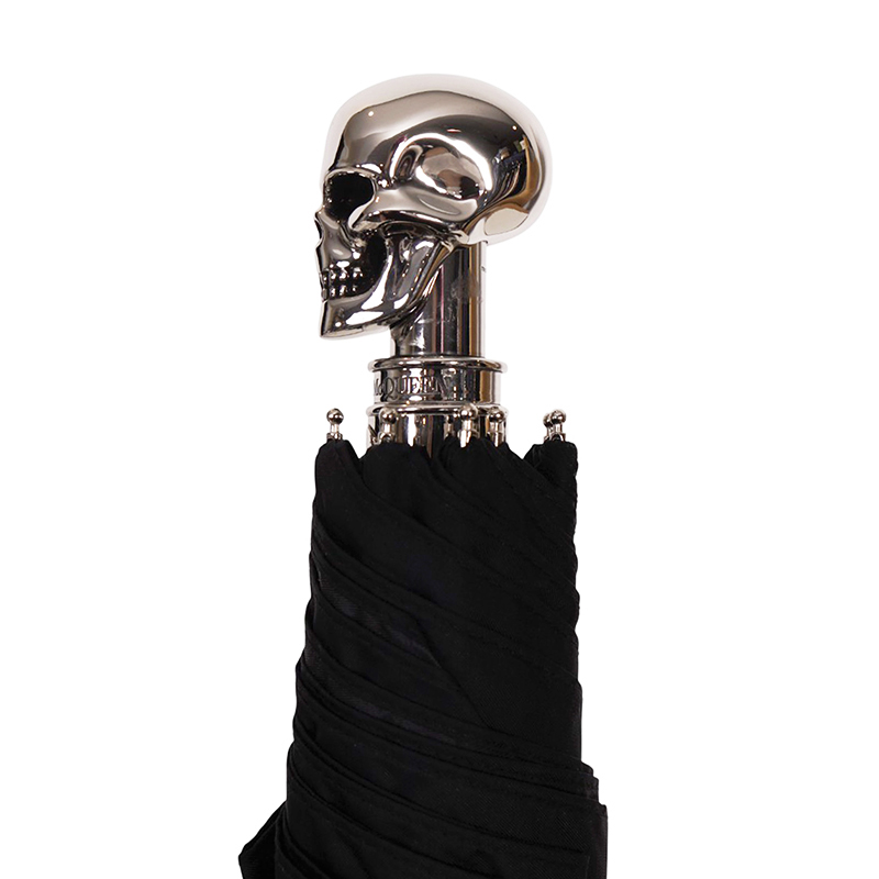 NEW $680 ALEXANDER MCQUEEN Silver Metal SKULL-HANDLE Compact
