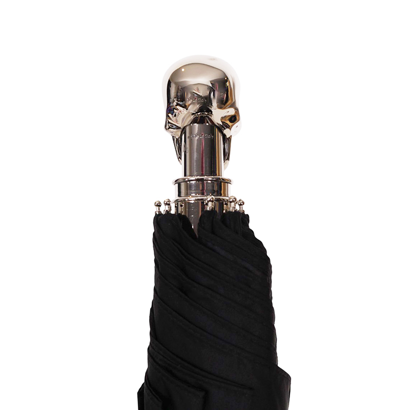 NEW $680 ALEXANDER MCQUEEN Silver Metal SKULL-HANDLE Compact