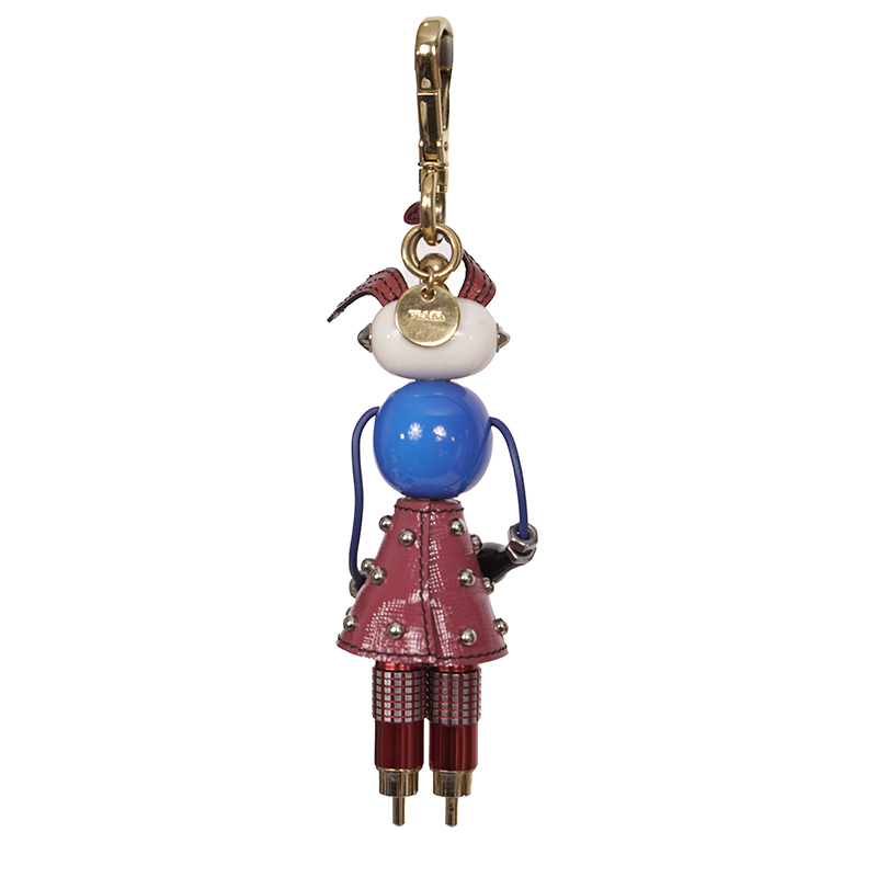 PRADA ロボット/ウサギ キーリング NEW $725 PRADA Saffiano Leather Metal Annie BUNNY RABBIT ROBOT Key
