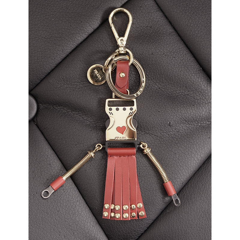 NEW $650 PRADA Red Leather & Metal ROBOT Buckle Clip Bag FOB KEY