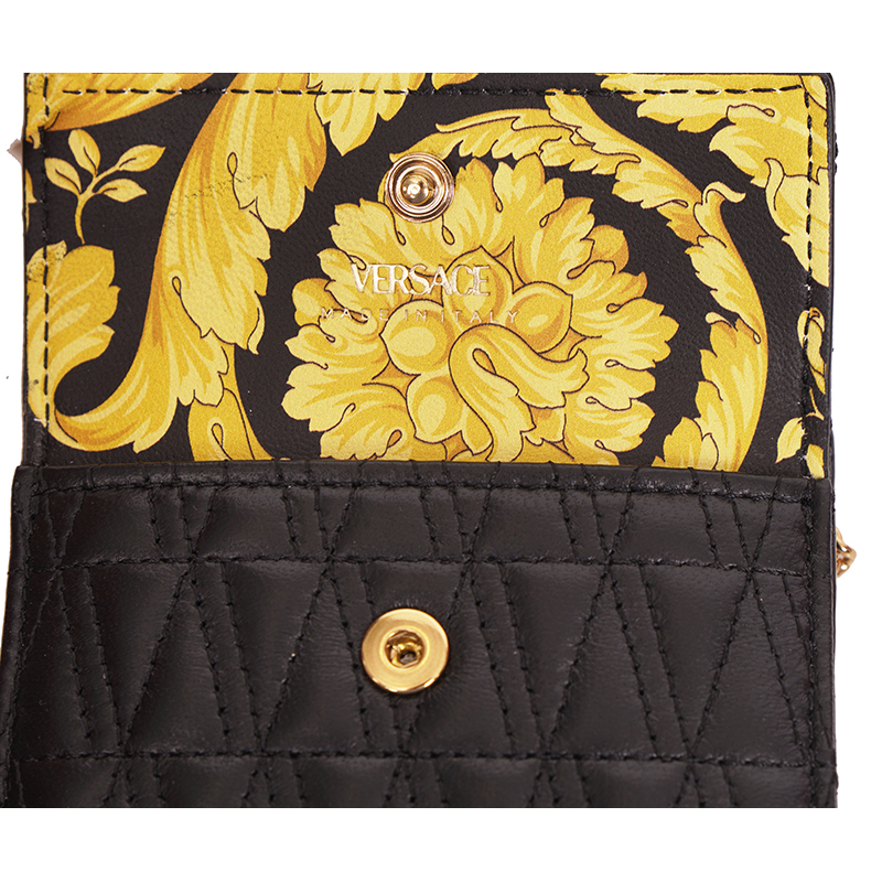 NEW $550 VERSACE Black Leather VIRTUS V LOGO Card CASE WALLET w