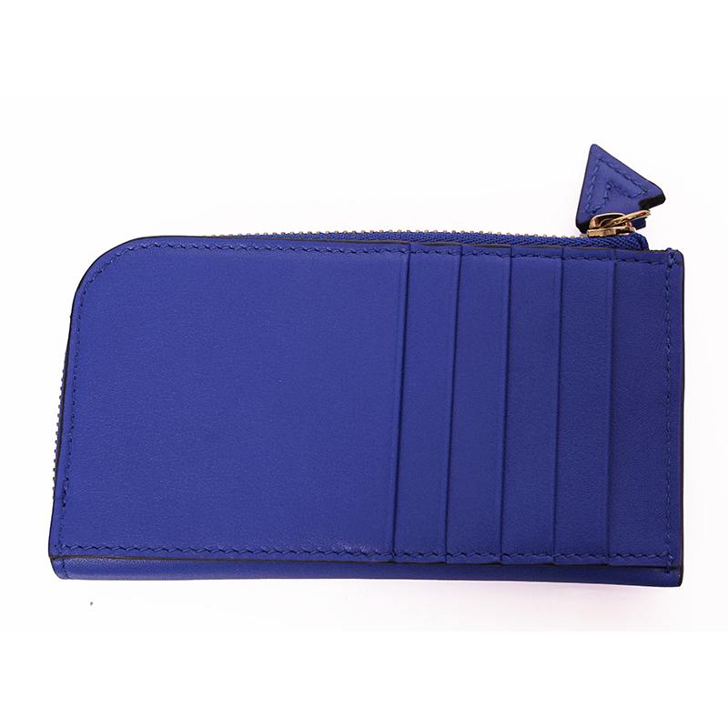 NEW $375 VERSACE Blue Leather LA MEDUSA LOGO Zipper CARD HOLDER