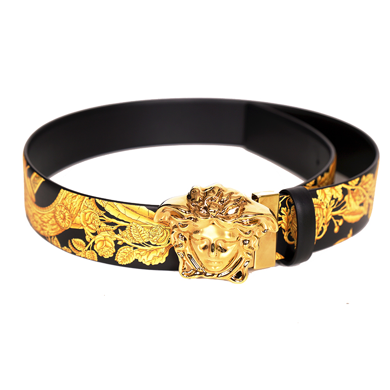 sz 85 US 34 NEW $650 VERSACE Black HERITAGE BAROQUE Reversible