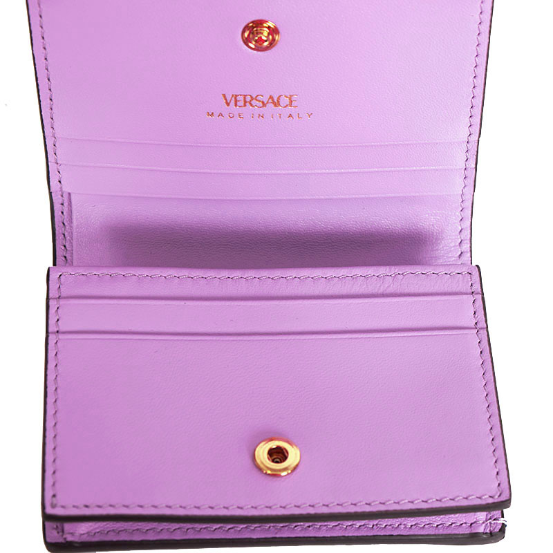 NEW $525 VERSACE Blue Leather LA MEDUSA LOGO Bifold Small COMPACT