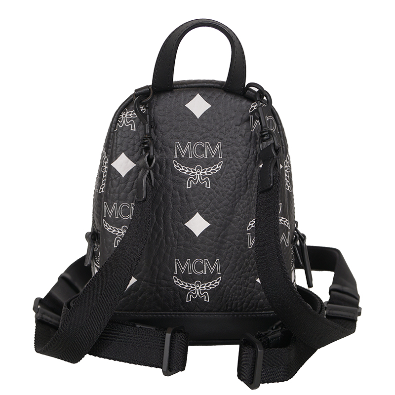 NEW $990 MCM Black Visetos White Logo Stark WESTERN BANDANA VI