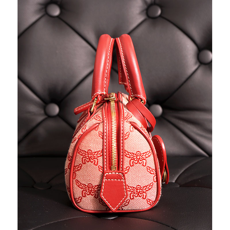 NEW $890 MCM Red Lauretos Monogram Jacquard Mini Ella VALENTINE