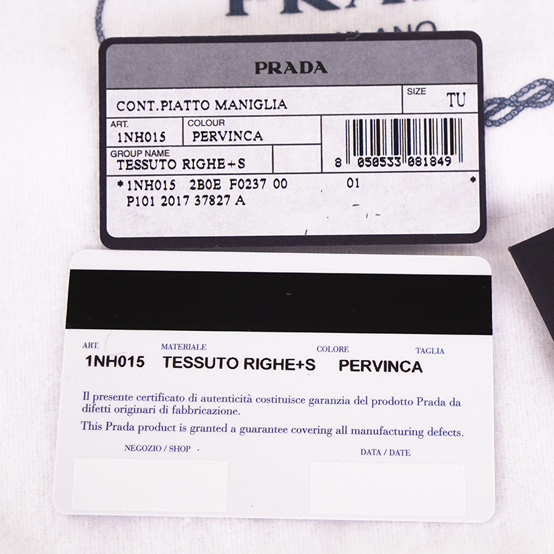 NEW $1,200 PRADA Blue White Striped Nylon COMIC LOGO Saffiano