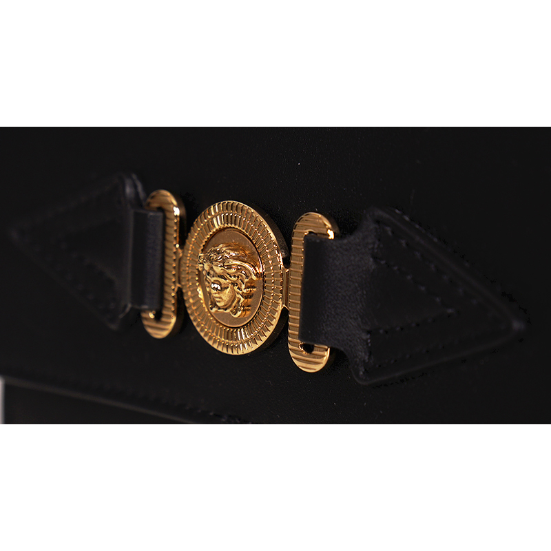 メドゥーサ ビギー レザー ベルト ブラック,ゴールド | VERSACE JP