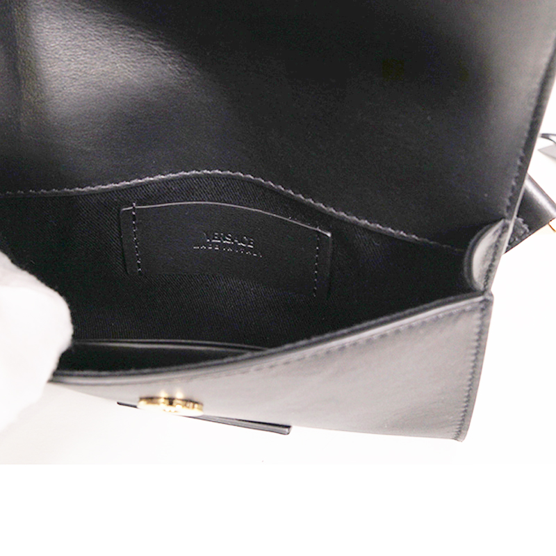 NEW $995 VERSACE Men's Black Leather GOLD MEDUSA BIGGIE LOGO