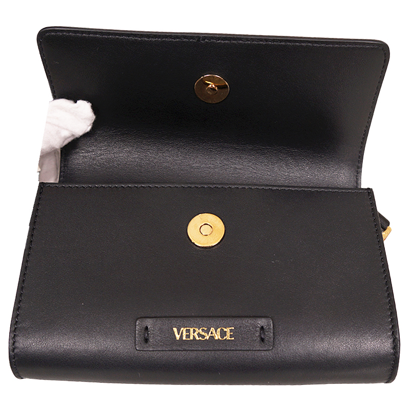 NEW $995 VERSACE Men's Black Leather GOLD MEDUSA BIGGIE LOGO