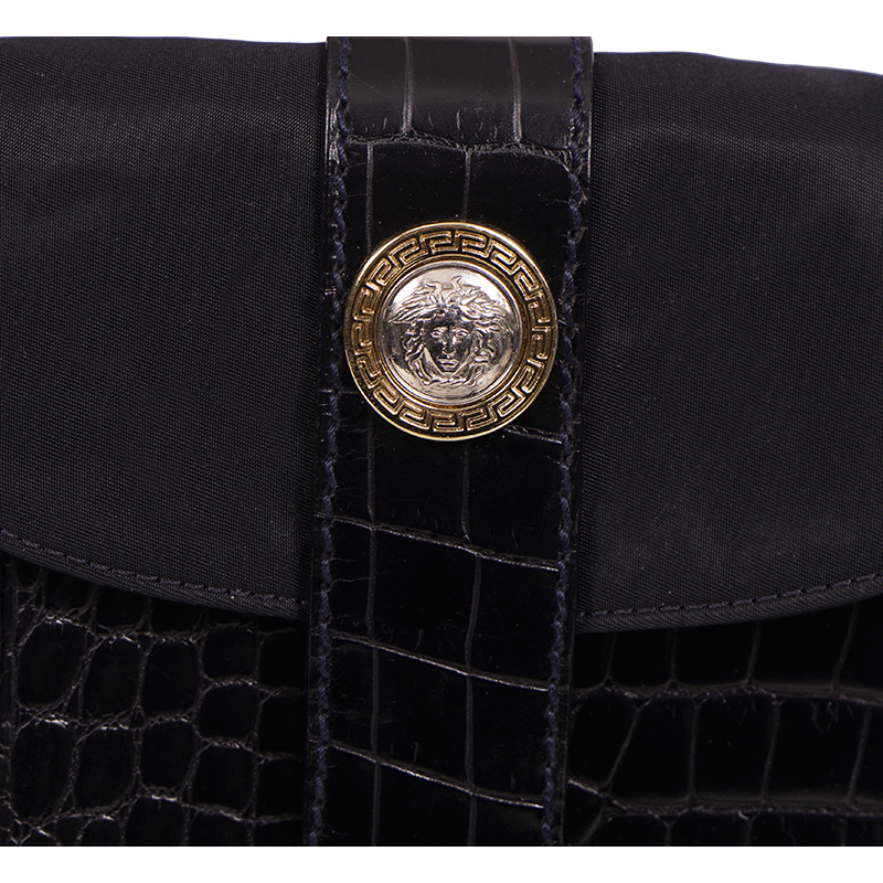 NEW 1990's GIANNI VERSACE Vintage Black Nylon MEDUSA Croc