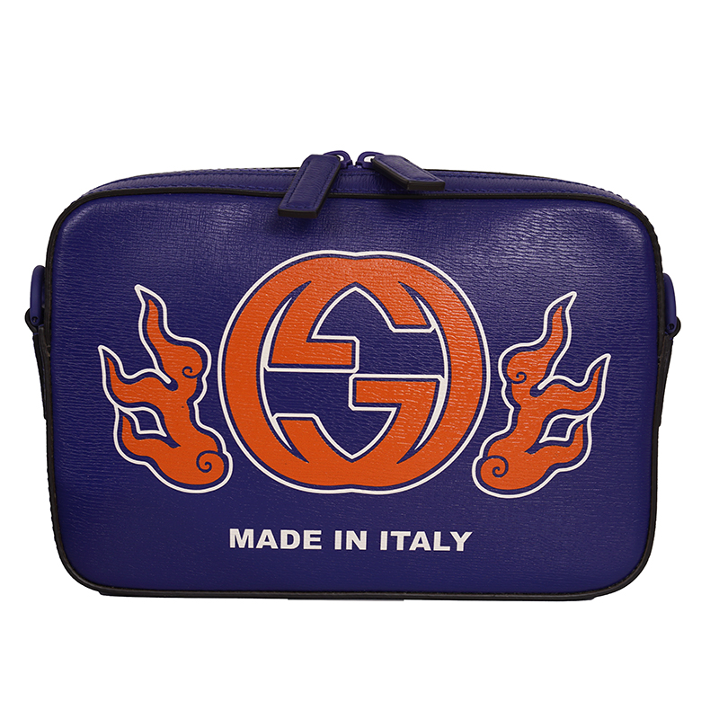 NEW $1,395 GUCCI Chinese New Year DRAGON GG LOGO Blue Leather