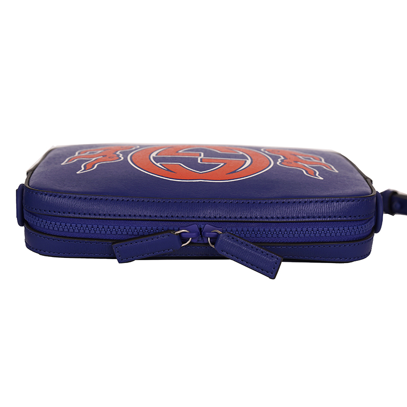 NEW $1,395 GUCCI Chinese New Year DRAGON GG LOGO Blue Leather