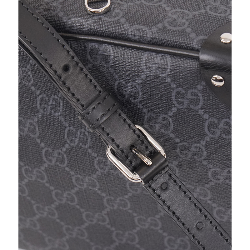NEW $1,900 GUCCI Black Grey GG Supreme Monogram SQUARE